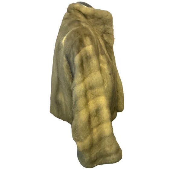Vintage Mink Fur Bolero Jacket With Silk Lining In Light Brown - Picture 4 of 5